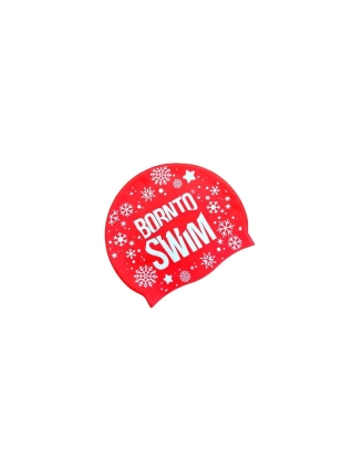 Plavecká silikonová čepice SNOWFLAKES BornToSwim® ČERVENÁ