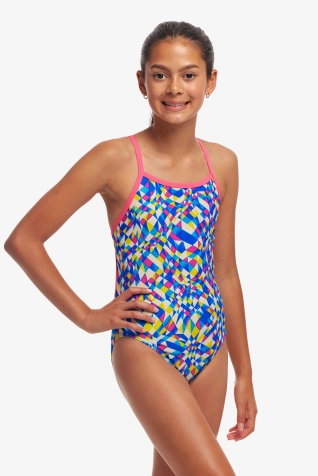 Girls Single Strap One Piece - Time Warp


