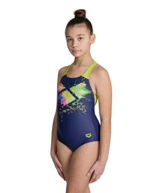 Dívčí plavky arena Feel Girls' Front-lined Multi Pixels Swim Pro Back navy